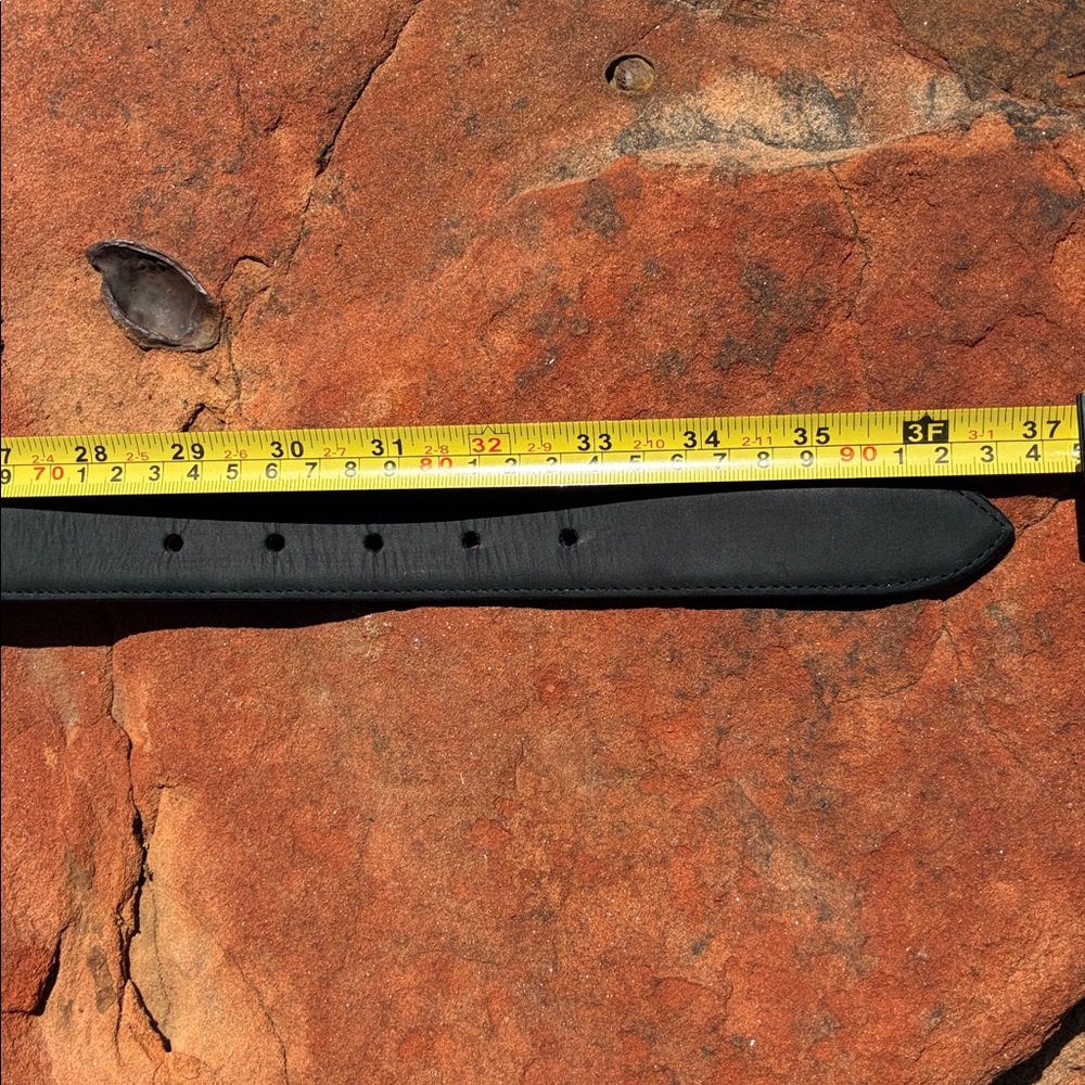 Ellen Tracy Black Leather Belt with Gold Buckle L - Picture 4 of 14